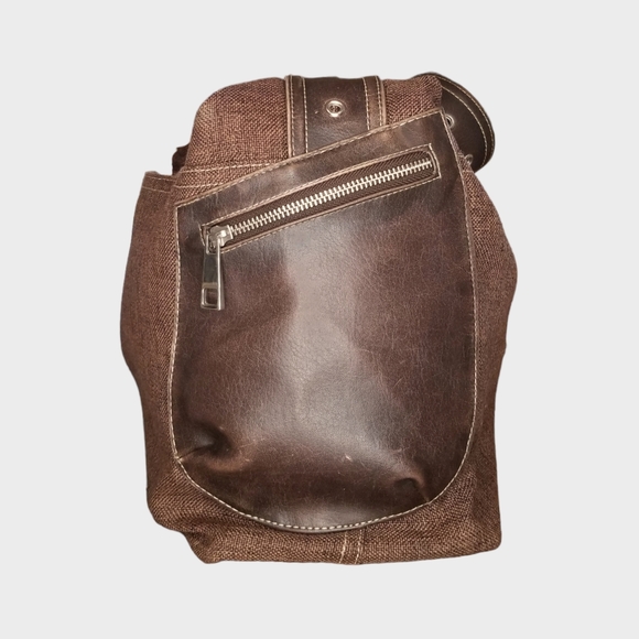 Matt & Nat Large Vegan Leather/Canvas Hobo, Brown EUC - Picture 5 of 7